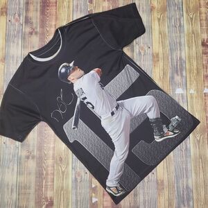 THREE60 AUTOGRAPHED DUSTIN PEDROIA ACTION POLY TEE